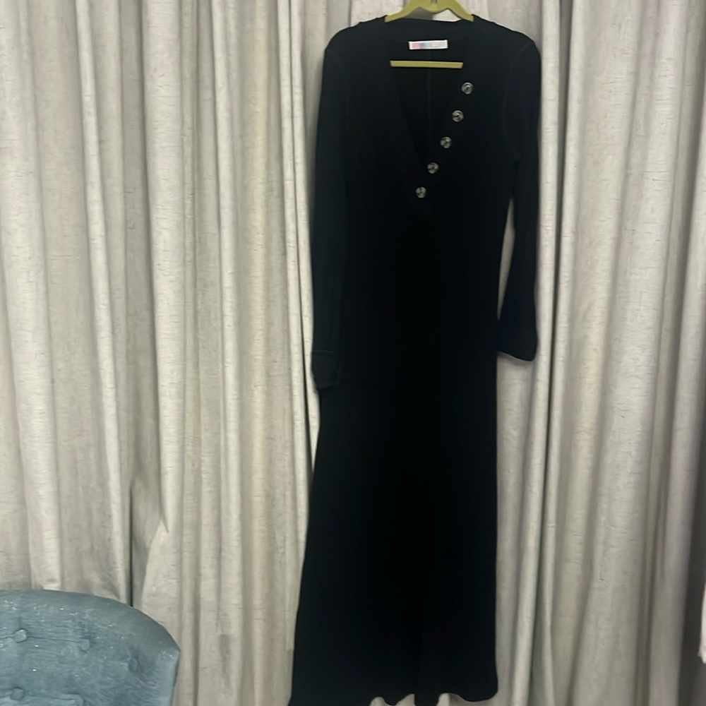 Free people long dress black large with sleeves